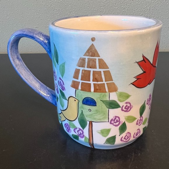 Mesa International Handcrafted Hand Painted Mug w/ Birds and Birdhouses - Picture 4 of 9